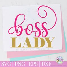 a pink and gold boss lady svg cut file