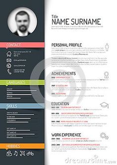 a clean and modern resume template with colorful lines on the front, side and back