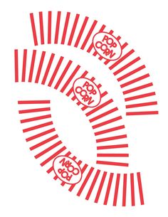 two red and white striped designs on a white background, with the letter s in the middle