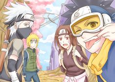 naruto and his friends are standing in the woods