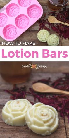 how to make lollipop bar soaps with flowers and wooden spoons on the table