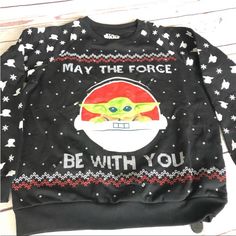 May The Force Be With You Light Up Sweat Shirt Star Wars Christmas Sweater, Star Wars Sweater, Star Wars Light, Star Wars Sweatshirt, Star Wars Christmas, Star Wars Women, Star Wars Baby, Sweatshirt Crewneck, Christmas Stuff