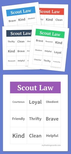 the scout law game is shown in three different colors