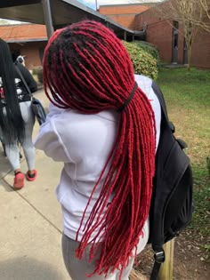 Alt Black Hair, Different Loc Styles, Locs Colors, Black Locs, Girls With Locs, Dreadlocks Hairstyle, Red Locs, Dyed Locs, Black Hair Ideas