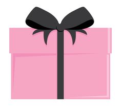 a pink gift box with a black bow