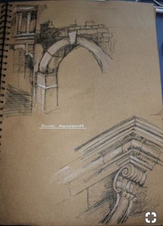 two drawings of architectural details on a piece of paper