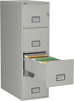 two drawer file cabinets with files in them