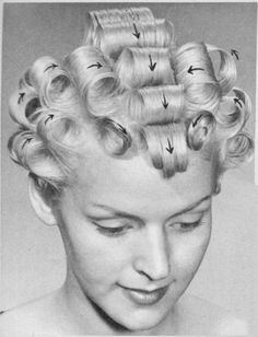 Vintage Short Hair, Hair Rollers Tutorial, Vintage Hairstyles Tutorial, 50s Hairstyles, Vintage Curls, Hollywood Hair, Hair Patterns, Pin Curls, Penteado Cabelo Curto