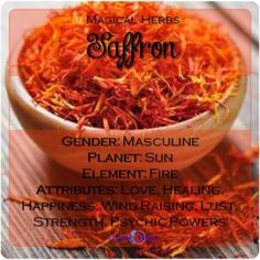 Saffron Witchcraft, Saffron In Witchcraft, Saffron Uses, Saffron Benefits, Saffron Recipes, Kitchen Witch Recipes