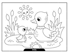 Dibujos de patos para colorear para niños | Vector Premium Duck Coloring Pages Free Printable, Duck Coloring Pages, Summer Coloring Pages For Kids, Coloring Pages For Kids Boys, Easy Coloring Pages For Kids, Duck Cute, Space Coloring Pages, Baby Animal Drawings, Farm Animal Coloring Pages