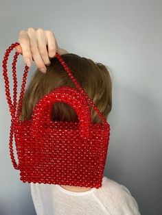 Aesthetic tote bag for woman. Vintage pearl beaded red retro bag that will decorate your Valentine's day.  🔥PROCESSING TIME 3-4 days MATERIAL: Crystal red beads 8mm. With every pearl bag you'll get GIFT 🎁 In addition to the gift, a hand-signed POSTCARD with a message from the purse is attached to the order✉ If this is a present, be sure to write me the name of the recipient✒ More pearl bags: https://www.etsy.com/shop/VitakaJewelry?ref=seller-platform-mcnav&section_id=29560344 Please be aware that some countries impose customs fees and taxes for packages that enter your country.  These fees are kept by your government and outside of your purchase with me. *If you are running out of time, use FAST DELIVERY. Write me directly please. Handbag Aesthetic, Pearl Bags, Aesthetic Tote Bag, Valentines Gift Box, Kingdom 3, Woman Bag, Retro Bags, Red Retro, Pearl Bag