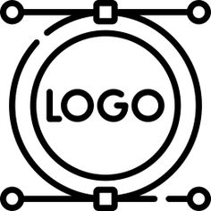 a black and white logo with the word logo in it's center, surrounded by circles