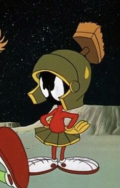 an image of marvin the martian and his friend in cartoon form with stars in the background