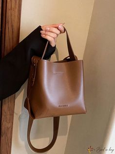 Bird in Bag - Womens Minimalist Brown Mini Bucket Bag, PU Material Vintage Commuter Single Shoulder/Crossbody Shoulder Bag for Womens Shopping Simple Leather Bag, Mini Bucket Bag, Bucket Purse, Bag Women Fashion, Mini Bucket Bags, Mini Bucket, Brown Tote, Casual Sneakers Women, Brown Purses