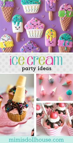 an ice cream party with cupcakes and desserts