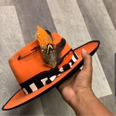 Bling Fedora Hat, Burnt Orange Hat Outfit, Customized Fedora Hats, Fedora Hat Design Ideas, Hat Design Ideas