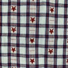 red and white checkered fabric with stars on it