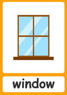 an orange and white sign with a window in it's center, which reads windows