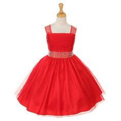 Glamorous tulle dress. Glittering rhinestones adorn the shoulders and waist. Adjustable waist with back tie. Additional netting under the skirt for volume look. Knee length. Center back zipper. Fully lined for comfort. Perfect for special occasions. MADE IN USA COLOR: RED FINAL SALE Burgundy Flower Girl Dresses, Prom Dresses For Kids, Races Dresses, Red Birthday Dress, Kids Wedding Ideas, Short Dresses Red, Red Color Dress, Father Daughter Dance Dresses, Raven Clothes