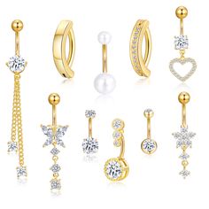 PRICES MAY VARY. BELLY RINGS PACK FOR WOMEN: Come with 10pcs different style belly button rings, including pearl belly rings, simple ball belly ring, cz belly rings piercings, clicker belly ring etc. Pair it with a different belly button ring for a fresh look every day. BELLY BUTTON RING MATERIAL: Made of high quality stainless steel, sturdy and durable, no rust, hypoallergenic, comfortable to wear, suitable for long time wearing. BELLY BUTTON RINGS: The zirconia and pearl inlay can sparkle in t Belly Ring Piercing, Rings Pack, Belly Piercing Ring, Pearl Inlay, Long Beach Dress, Body Jewelry Piercing, Ankle Chain, Button Rings, Belly Button Ring