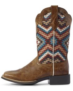 Ariat Women's Aztec Round Up Western Boots - Wide Square Toe, Brown Boot Closet, Ariat Cowgirl Boots, Cowgirl Boots Square Toed, Shoes Reference, Cute Cowgirl Boots, Fit Inspired, Country Outfit, Western Photography, Western Shoes