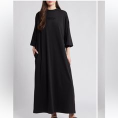 Black Long Drop Shoulders Maxi Cotton Blend Dress New. Comfortable Maxi Dresses, Cotton Blends Dress, Fear Of God, Face Hair, Art Clothes, Modest Dresses, Favorite Dress, Maxi Dresses, New Dress