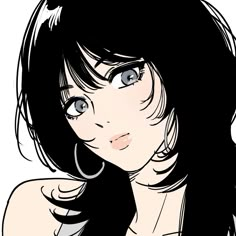 a drawing of a woman with long black hair