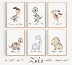 the baby dinosaur printables are available in four different sizes