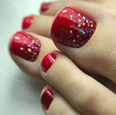 Pedicures 2023, Red Pedicure Ideas, Manicure Pies, Nails For Toes, Red Toe Nails, Red Pedicure, Nail Journey