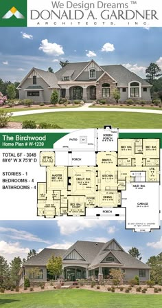 two story house plans with large front and back porches, an open floor plan for the