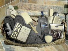 a basket filled with men's personal care items