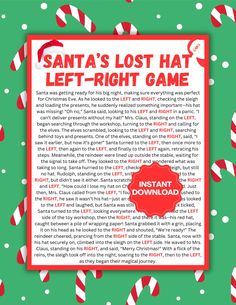 the santa's lost hat left - right game is shown in red and green