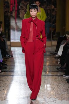 Teen Fashion Trends, Fall Winter Fashion Trends, Pant Suits, Ermanno Scervino, Red Outfit, 가을 패션