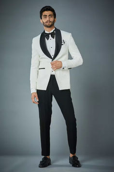 White Polyester Floral Embossed Motifs with Front Button Wedding Suits for Men Floral Tuxedo, White Tuxedo Jacket, White Tuxedo, Embroidery Floral, Tuxedo Jacket, White Jacket, Pant Set