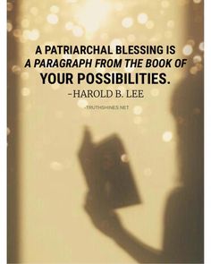 the shadow of a person holding a book in their hand with a quote from harold b lee on it