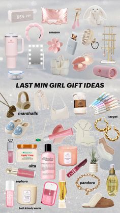 a poster with different types of items on the bottom, including perfumes and other things