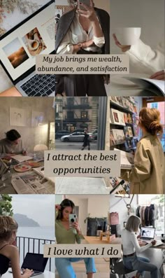 a collage of photos with some people working on their laptops