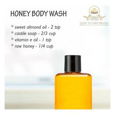 Body Wash Diy, Homemade Body Wash Recipe, Body Wash Recipe, Diy Body Wash, Honey Body Wash, Homemade Body Wash, Natural Body Wash, Diy Body