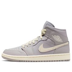 Womens WMNS Air Jordan 1 Mid Atmosphere Grey Pale Ivory CD7240-002 Air Jordan 1 Mid Women, Air Jordan 1 Mid Grey, Womens Air Jordan 1, Womens Air Jordan, Wmns Air Jordan 1, Jordan 1 Sneakers, Mother Dresses, Womens Air Jordans, Shoe Boxes