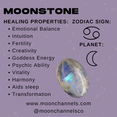 the moon stone is shown with its names in english and spanish, along with other symbols