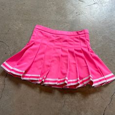 Cheer Skirt Bright Pink - ****Says Adult Small On Tag But Is Much More Of A Kids Size**** Never Worn Waist 24 In Length 12 In Preppy Pink Bottoms For School, Pink Fitted Bottoms For Cheerleading, Fitted Pink Bottoms For Cheerleading, Cute Fitted Pink Tennis Skirt, Pink Mini Length Tennis Skirt For School, Pink Preppy Skirted Tennis Skirt, Pink Mini Skort For School, Cute Fitted Tennis Skirt For School, Trendy Pink Skort For School