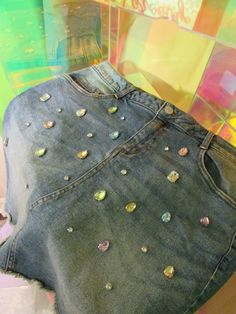 Hand Sewn Tear Jewels on jean skirt Womens Skirts, Jeans Rock, Jean Skirt, Hand Sewn, Hand Sewing, Blue Jeans, Womens Skirt, Sewing, Skirt