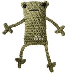 a crocheted phone case with a face and arms