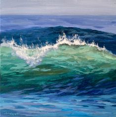 an oil painting of a wave in the ocean