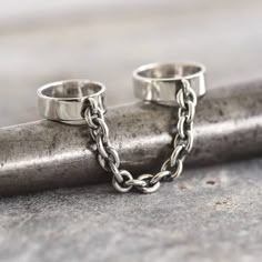 Double Chain Ring  handmade ring  handcuff ring  double Chained Rings, Rings Chain, Ring With Chain, Matching Chain Rings, Ring Chain, Chain Rings Men, Edgy Double Chain Metal Jewelry, Punk Style Double Chain Link Jewelry, Silver Punk Jewelry With Double Chain