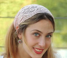 Stunning Pink Lace Headband Bandana, Tichel, Head Covering,scarf, Half Coveing, Pre-tied, Loss Hair Hair Yoga, Hair Covering, Hippie Headbands, Loss Hair, Ethnic Hairstyles, Lace Headband, Embellished Headbands, Headband Bandana, Vintage Headbands