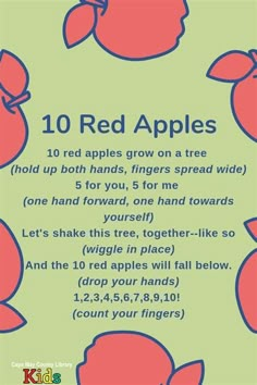 an apple poem is shown with the words 10 red apples