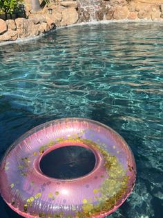 an inflatable object floating on top of the water