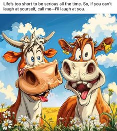 an image of two cows that are talking to each other with caption in the bottom right corner