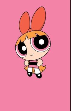 the powerpuff girl cartoon character is flying through the air with her ears up